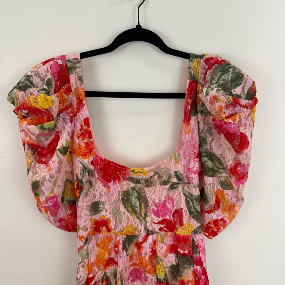 For Love & Lemons Dascha Lace Puff Sleeve Floral Dainty Mini Dress Size M NEW - Picture 4 of 16